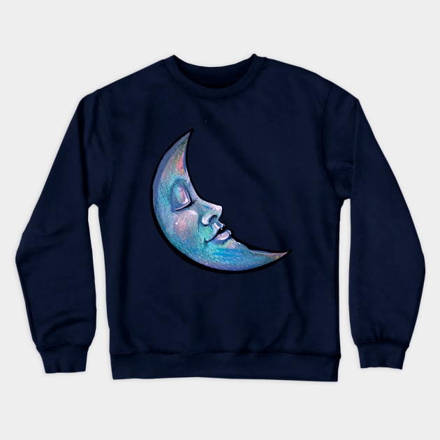 Once In A Blue Sleeping Moon Crewneck Sweatshirt by bubbsnugg